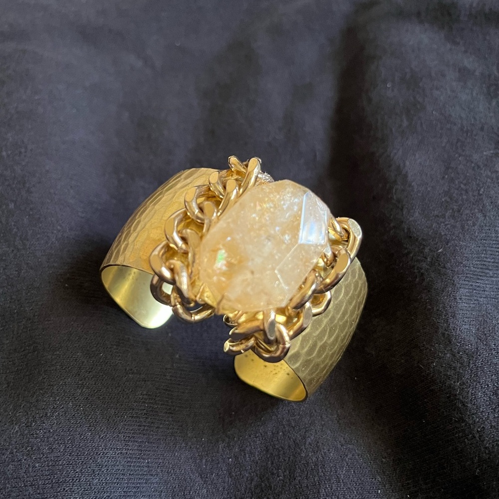 Hand Crafted Citrine Gold Cuff Bracelet